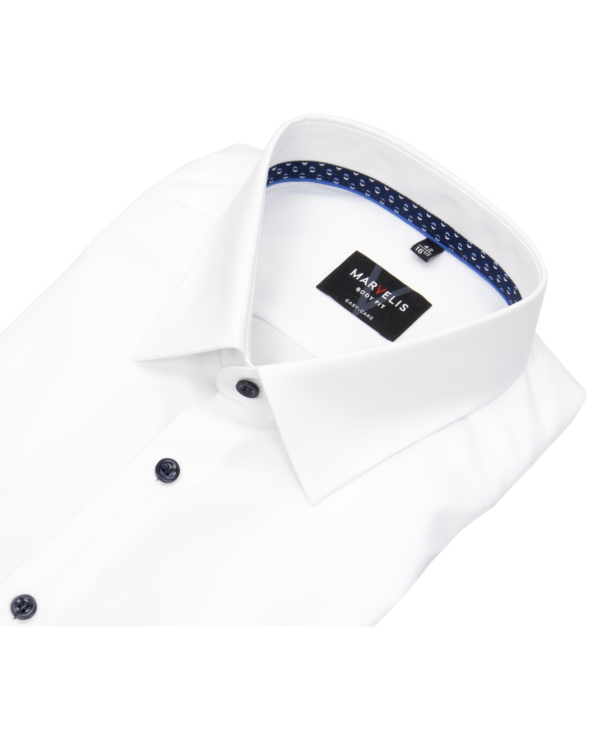 Marvelis Hemd - Body Fit - Kontrastknöpfe - weiß - extra langer 69cm Arm - ohne OVP