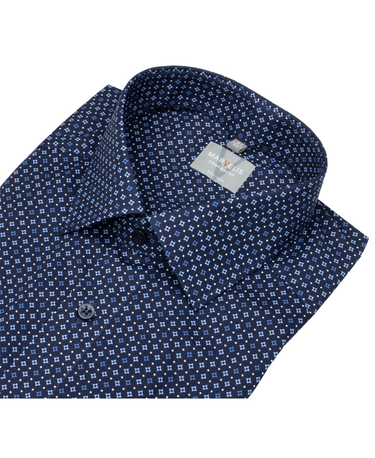 Marvelis Hemd - Comfort Fit - Print - Kontrastknöpfe - dunkelblau / hellblau - ohne OVP