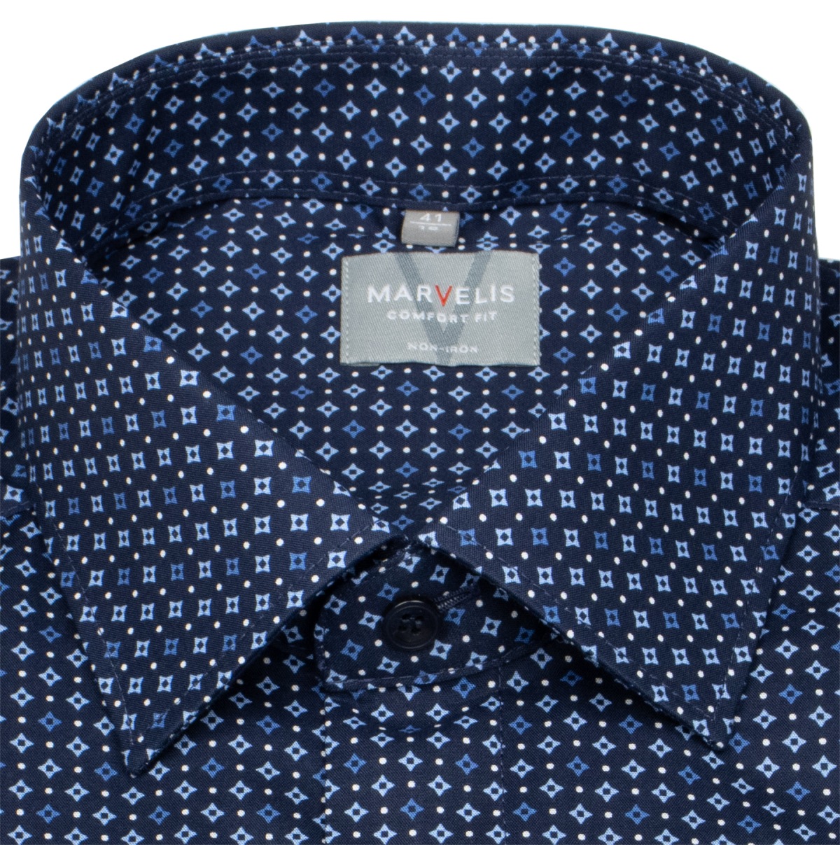 Marvelis Hemd - Comfort Fit - Print - Kontrastknöpfe - dunkelblau / hellblau - ohne OVP