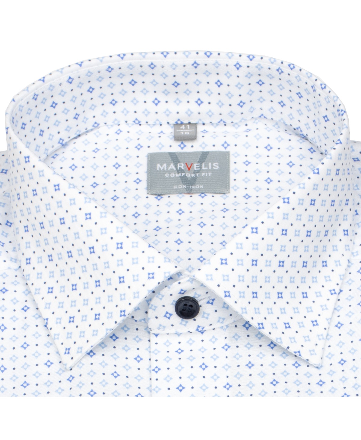 Marvelis Hemd - Comfort Fit - Print - Kontrastknöpfe - weiß / blau - ohne OVP