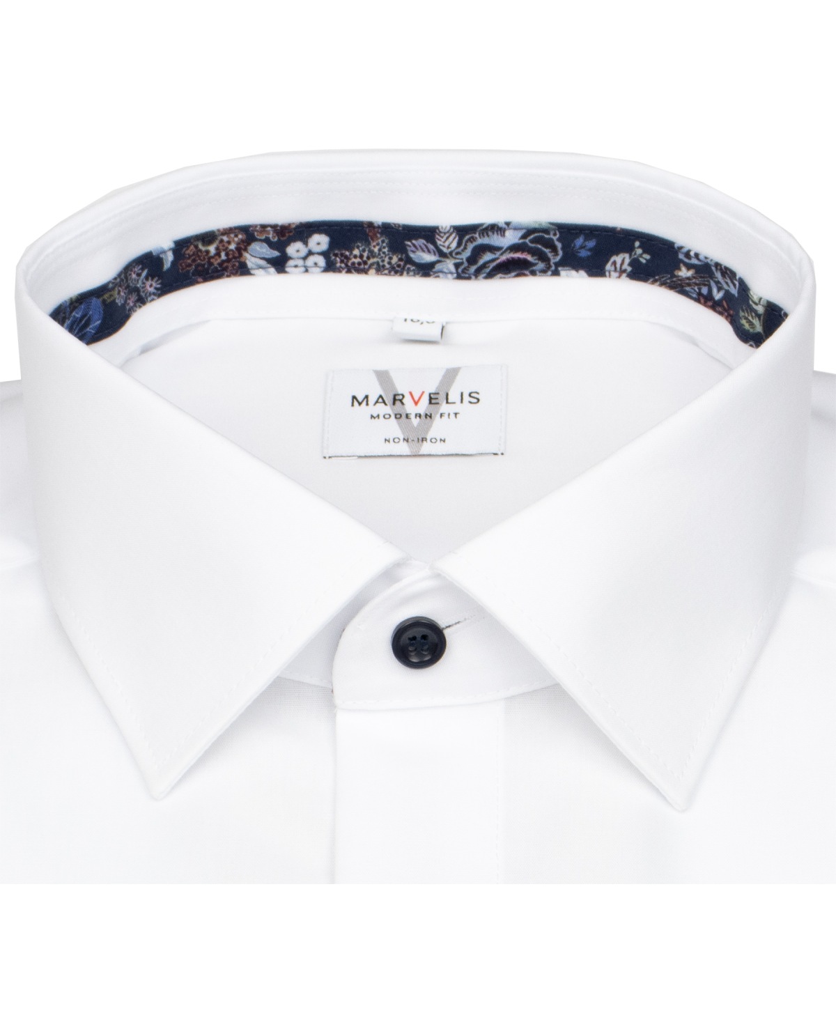 Marvelis Hemd - Modern Fit - Kentkragen - Kontrastknöpfe - weiß - extra langer 69cm Arm