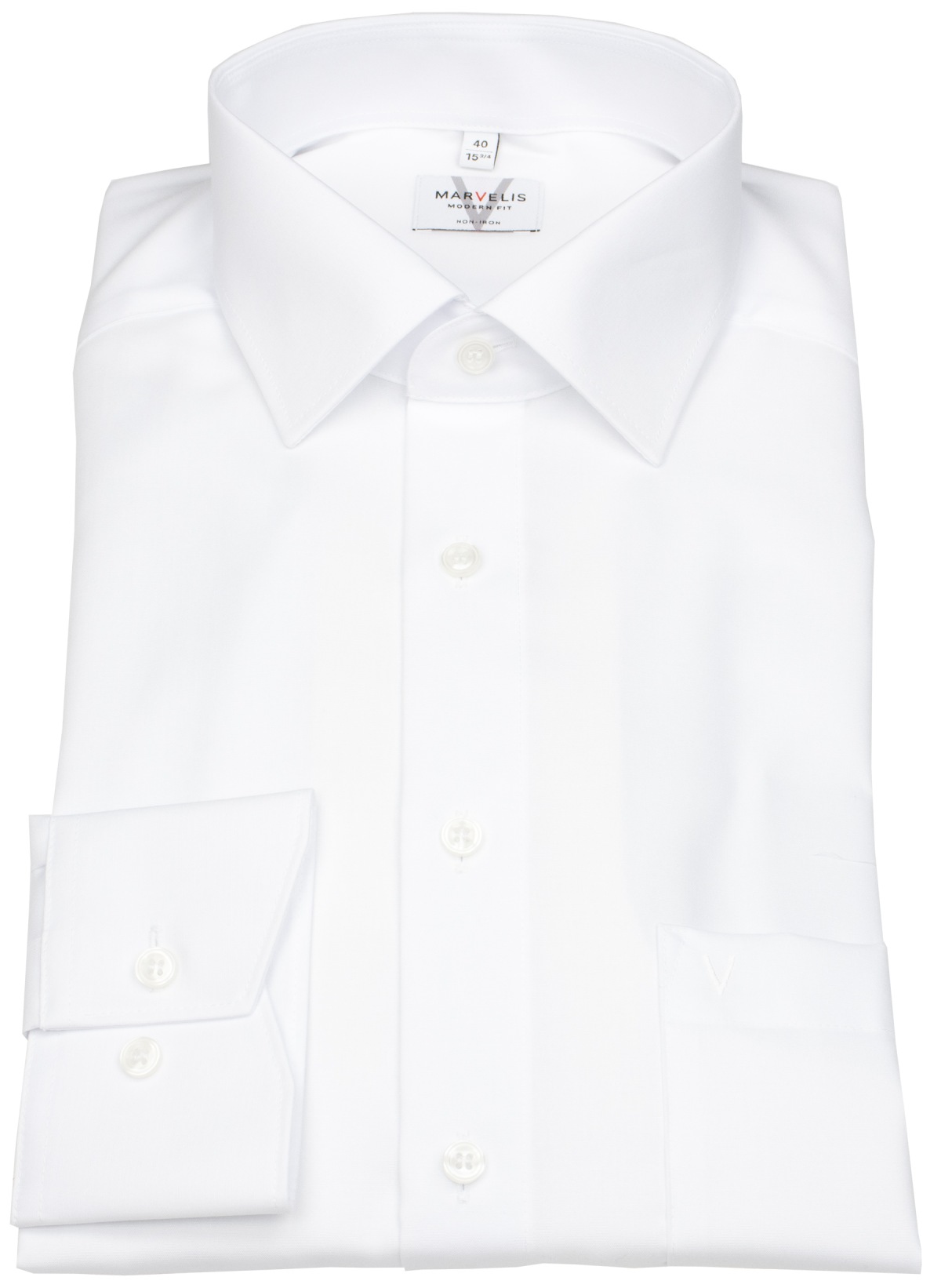 Marvelis Hemd - Modern Fit - Kentkragen - weiß