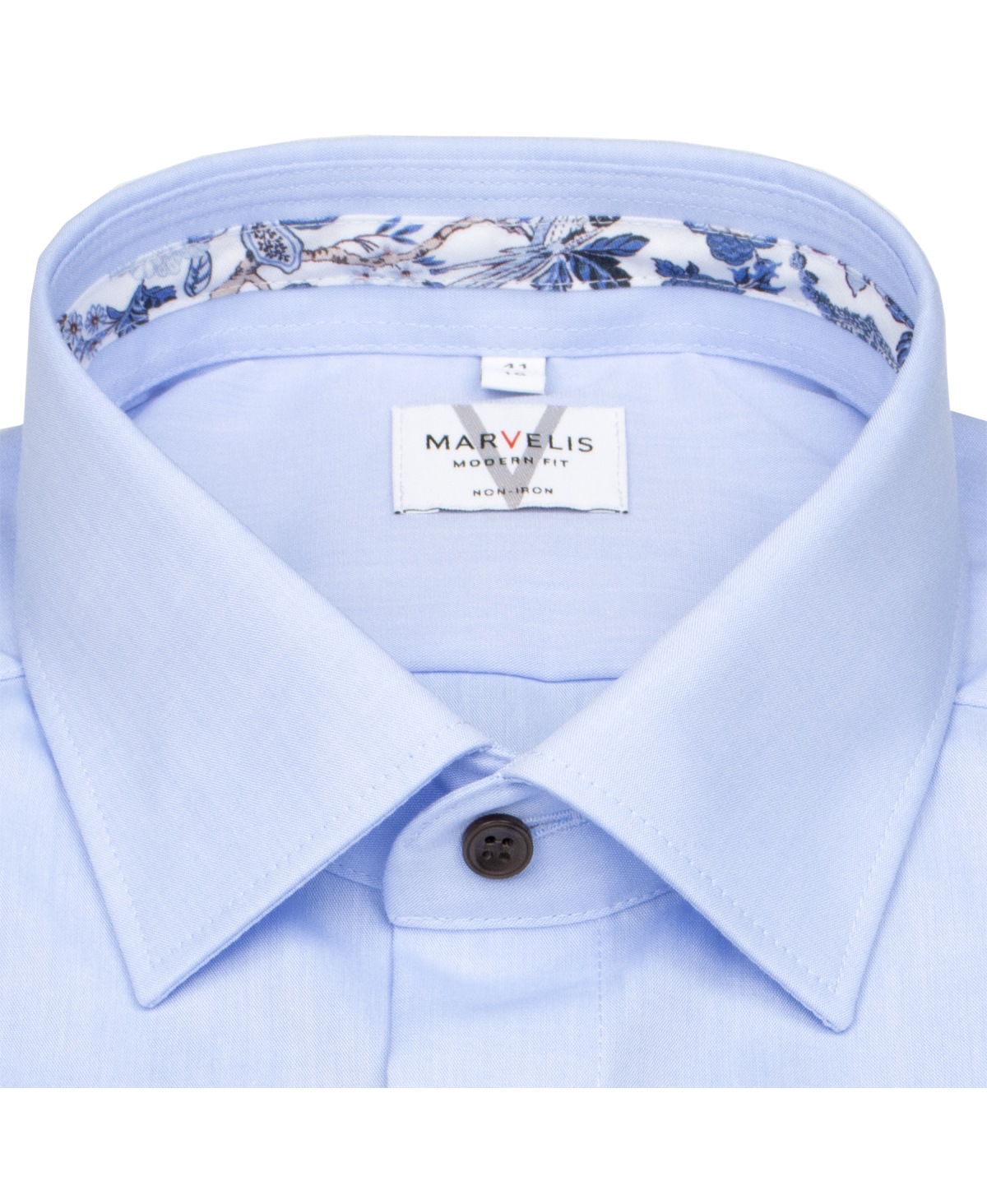 Marvelis Hemd - Modern Fit - Kontrastknöpfe - hellblau - extra langer 69cm Arm