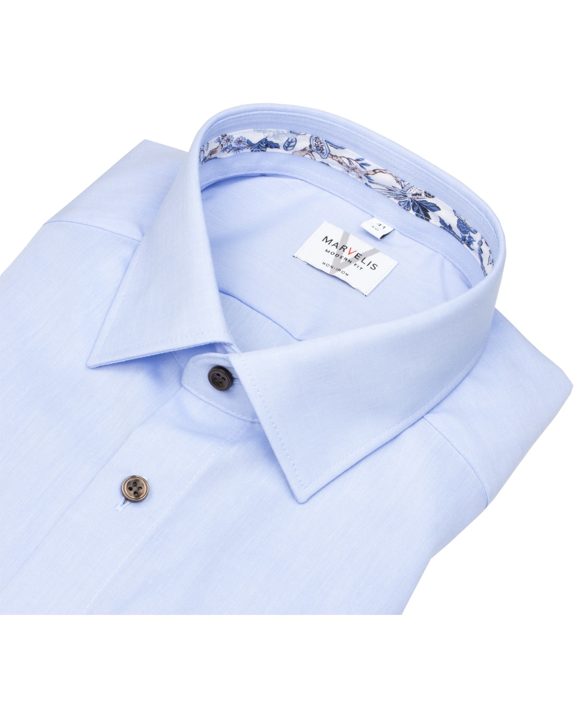 Marvelis Hemd - Modern Fit - Kontrastknöpfe - hellblau - extra langer 69cm Arm