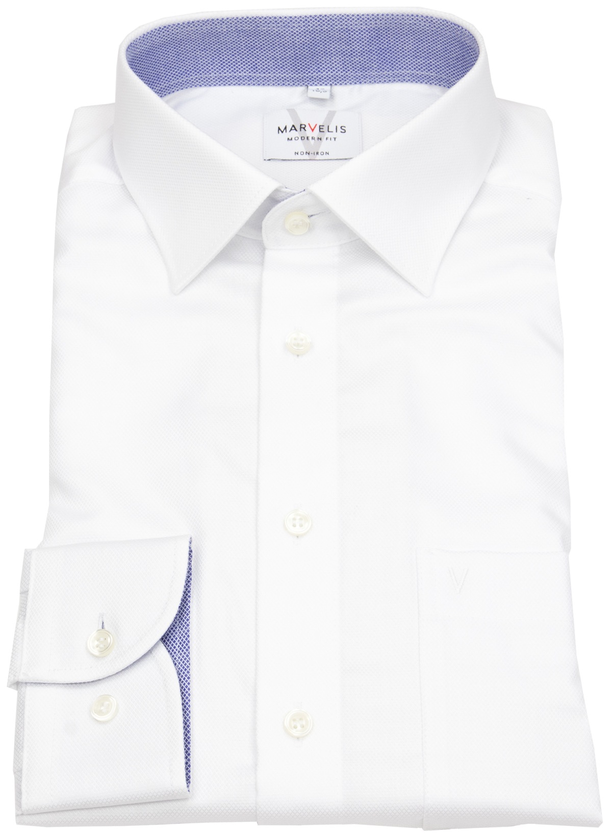 Marvelis Hemd - Modern Fit - Patch - Struktur - weiß - ohne OVP