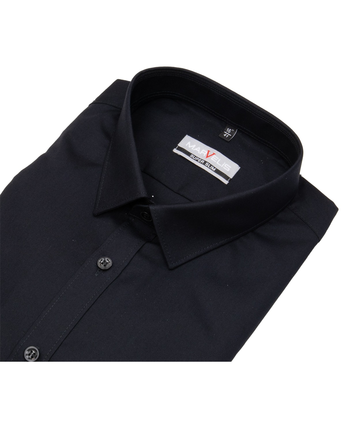 Marvelis Hemd - Super Slim Fit - Kentkragen - schwarz - extra langer 69cm Arm - ohne OVP