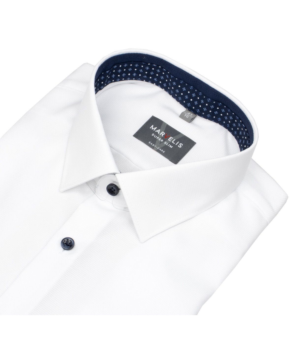 Marvelis Hemd - Super Slim Fit - Struktur - Kontrastknöpfe - weiß - ohne OVP