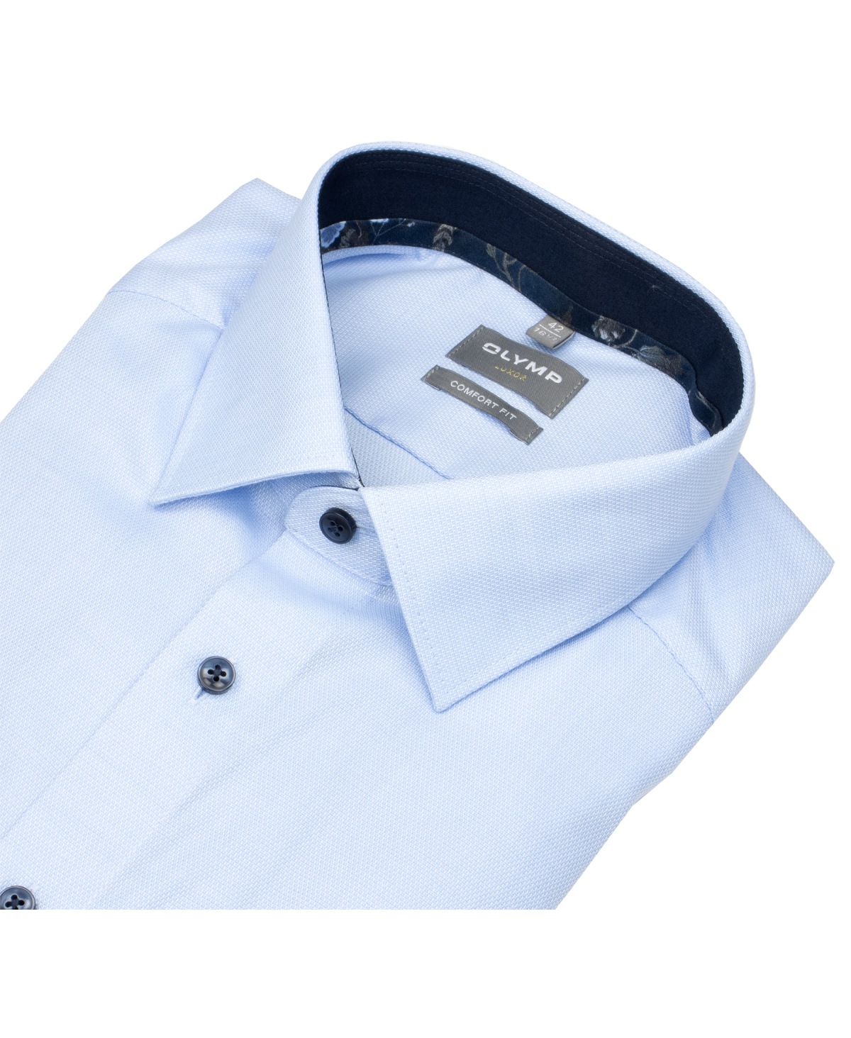 OLYMP Hemd - Comfort Fit - Struktur - Kontrastknöpfe - hellblau - ohne OVP