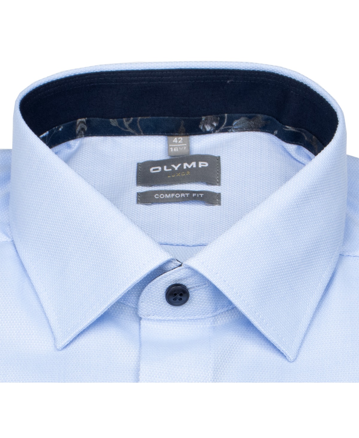 OLYMP Hemd - Comfort Fit - Struktur - Kontrastknöpfe - hellblau - ohne OVP