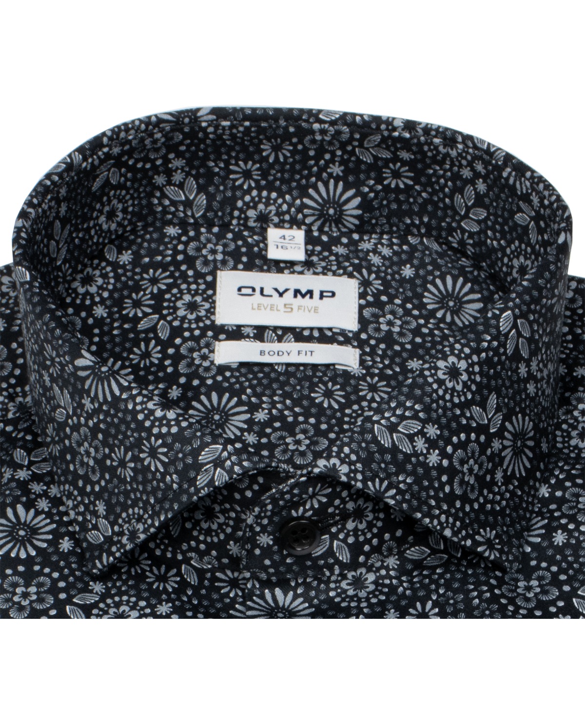 OLYMP Hemd - Level 5 Body Fit - schwarz / grau - extra langer 69cm Arm - ohne OVP