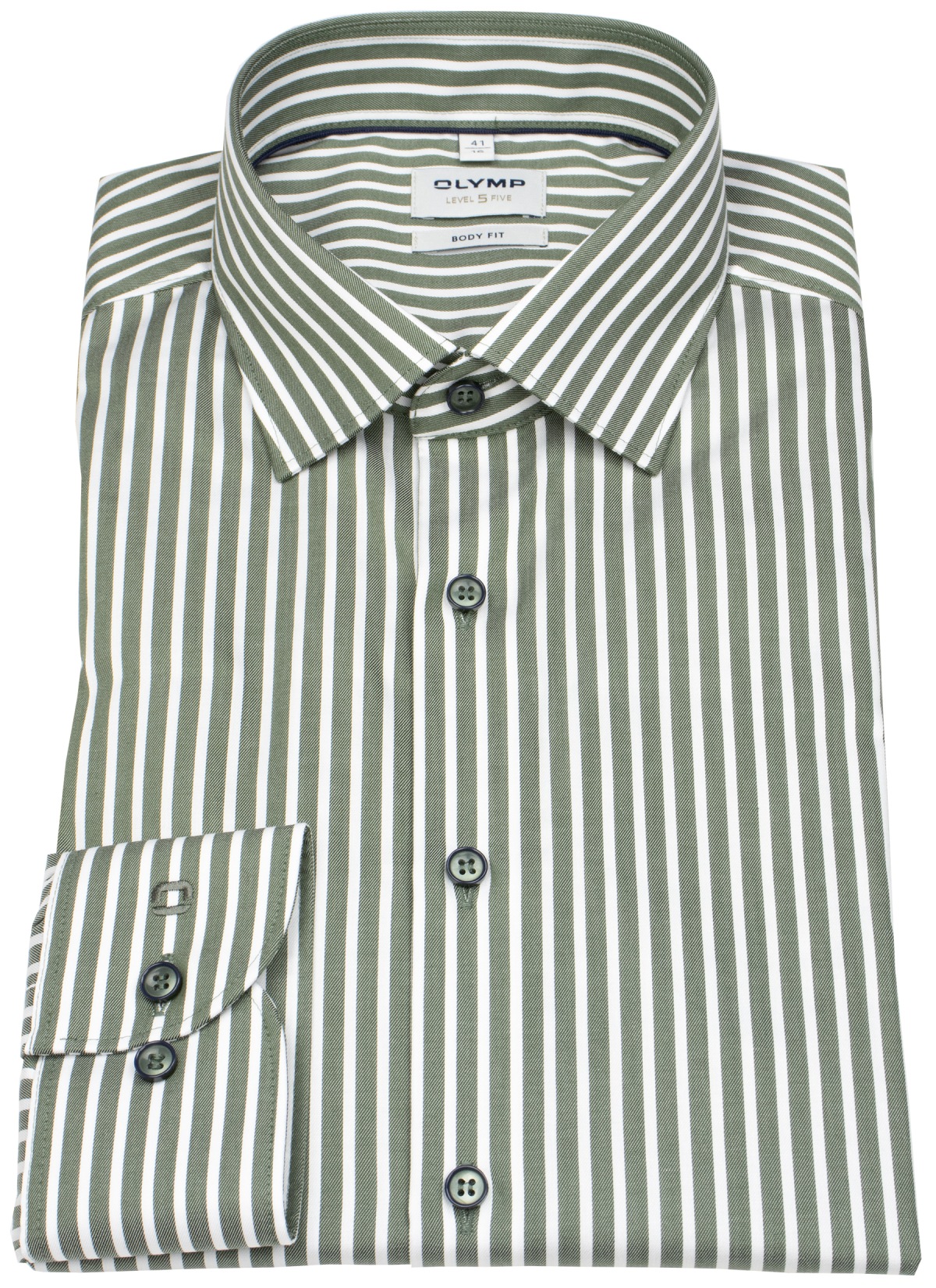 OLYMP Hemd - Level Five Body Fit - Streifen - grün / weiß