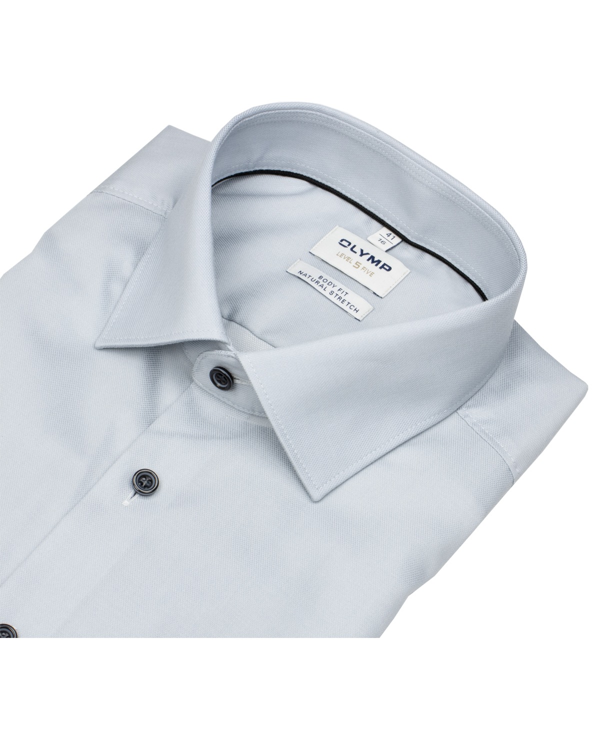 OLYMP Hemd - Level Five Body Fit - Struktur - Kontrastknöpfe - silbergrau - ohne OVP