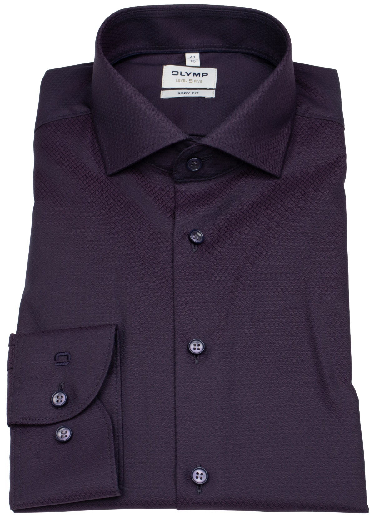 OLYMP Hemd - Level Five Body Fit - Struktur - violett - extra langer 69cm Arm