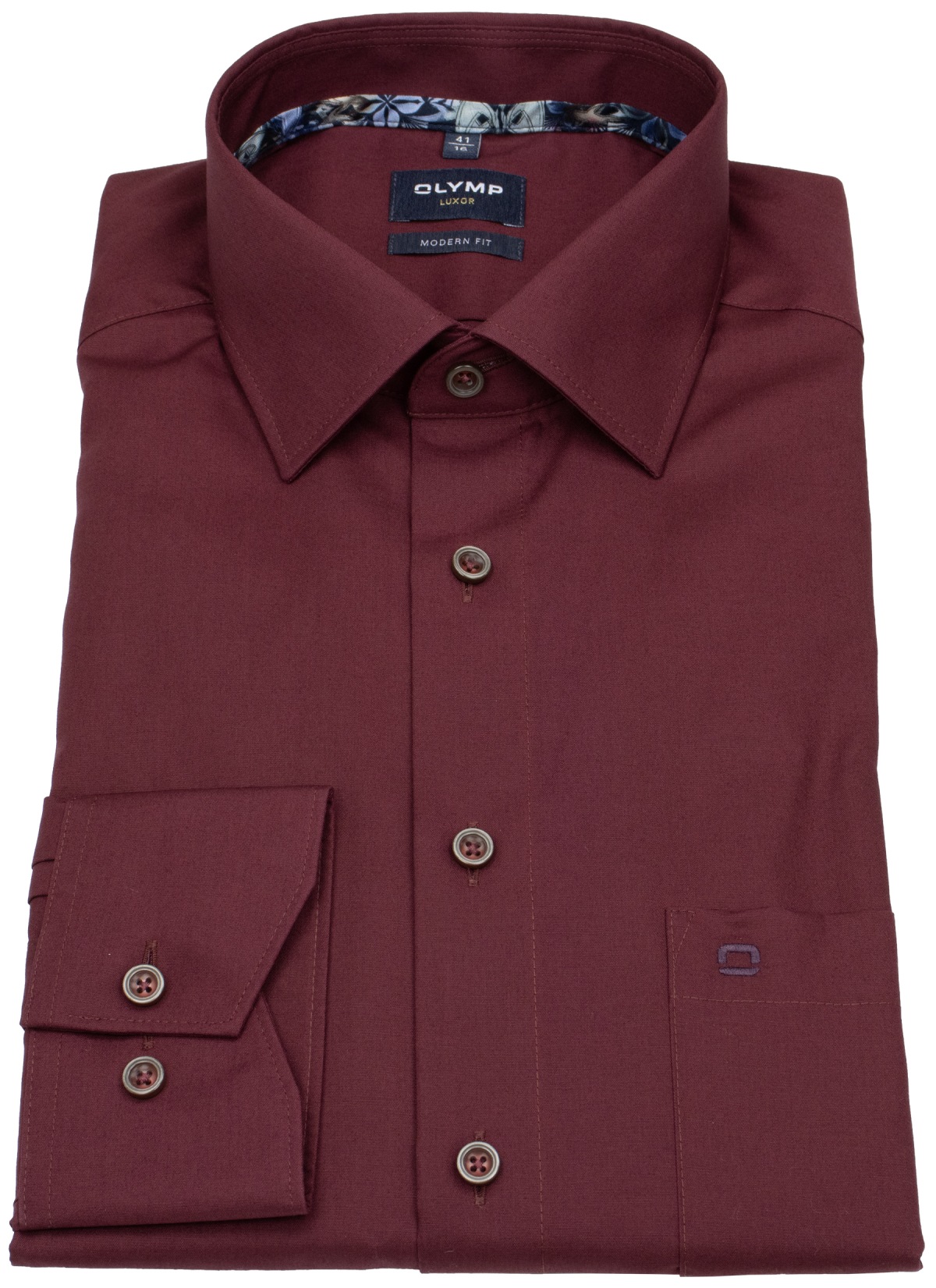 OLYMP Hemd - Modern Fit - Chambray - dunkelrot - extra langer 69cm Arm - ohne OVP