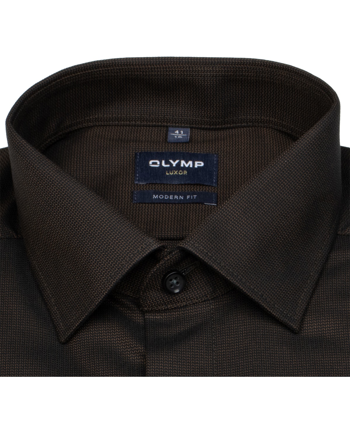 OLYMP Hemd - Modern Fit - Kentkragen - Struktur - braun / schwarz