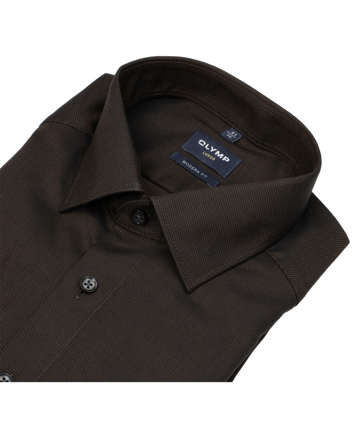 OLYMP Hemd - Modern Fit - Kentkragen - Struktur - braun / schwarz