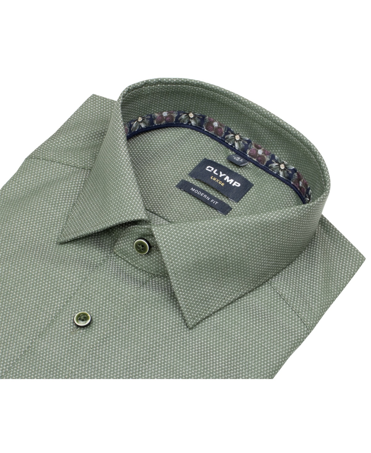 OLYMP Hemd - Modern Fit - Kentkragen - Struktur - grün