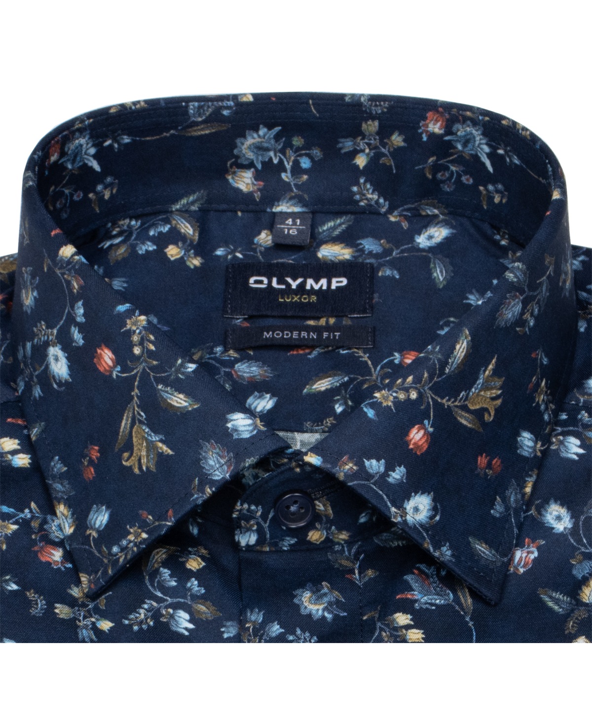 OLYMP Hemd - Modern Fit - New Kent - floraler Print - dunkelblau