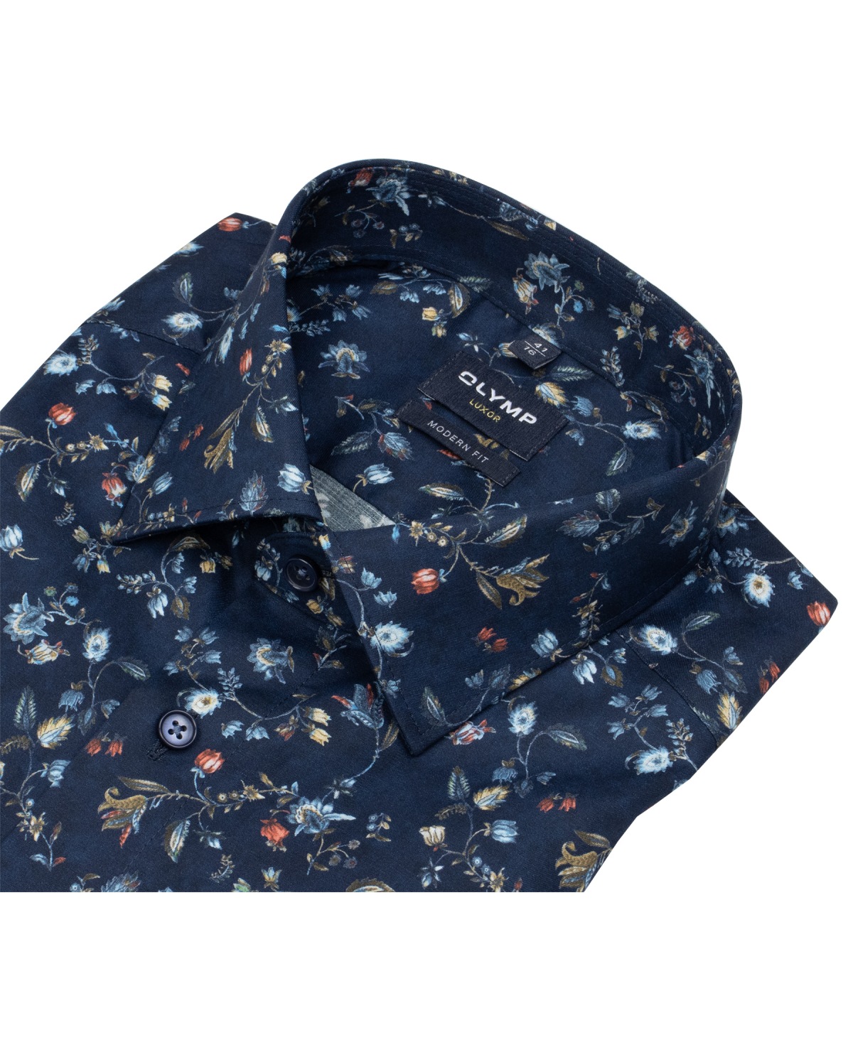 OLYMP Hemd - Modern Fit - New Kent - floraler Print - dunkelblau