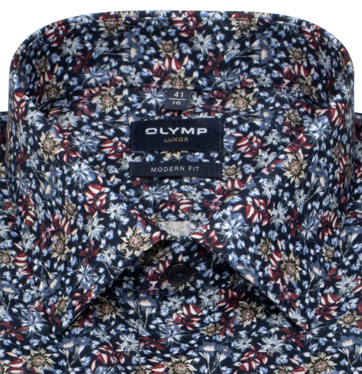 OLYMP Hemd - Modern Fit - New Kent Kragen - floraler Print - mehrfarbig - ohne OVP
