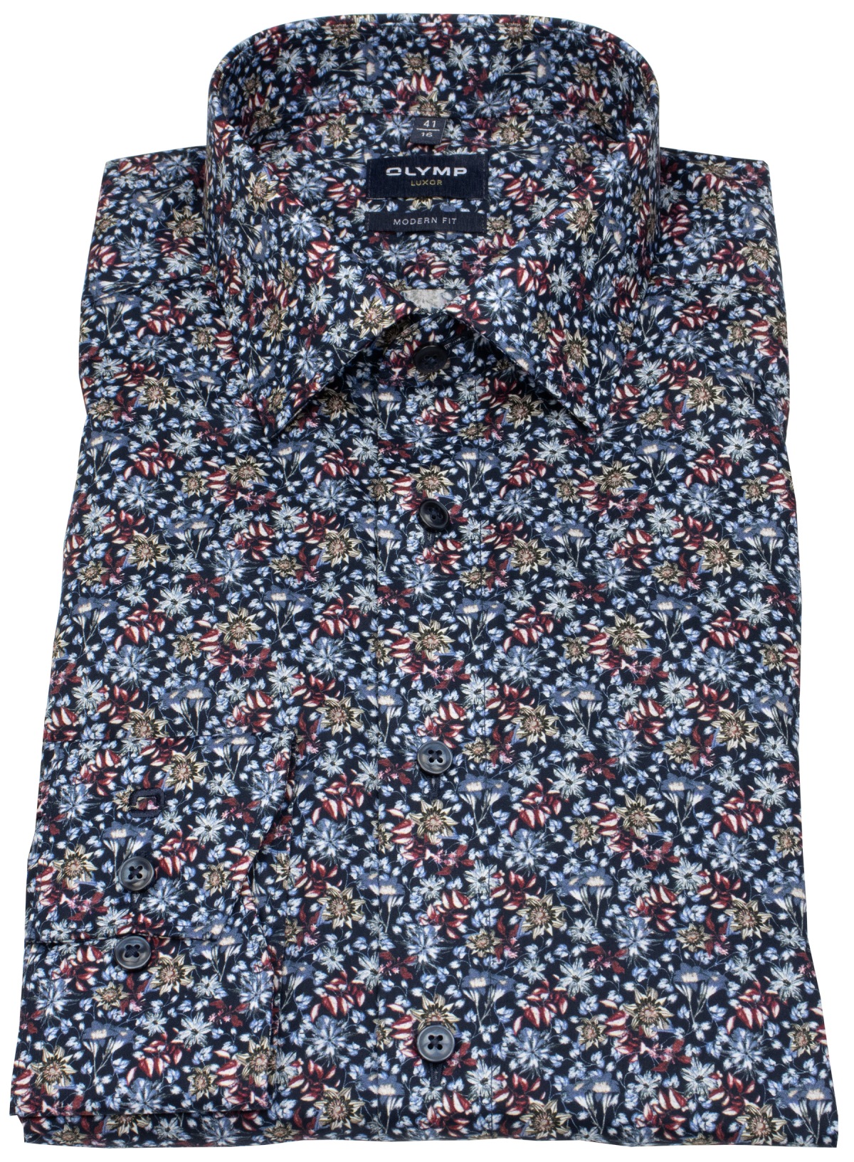 OLYMP Hemd - Modern Fit - New Kent Kragen - floraler Print - mehrfarbig - ohne OVP