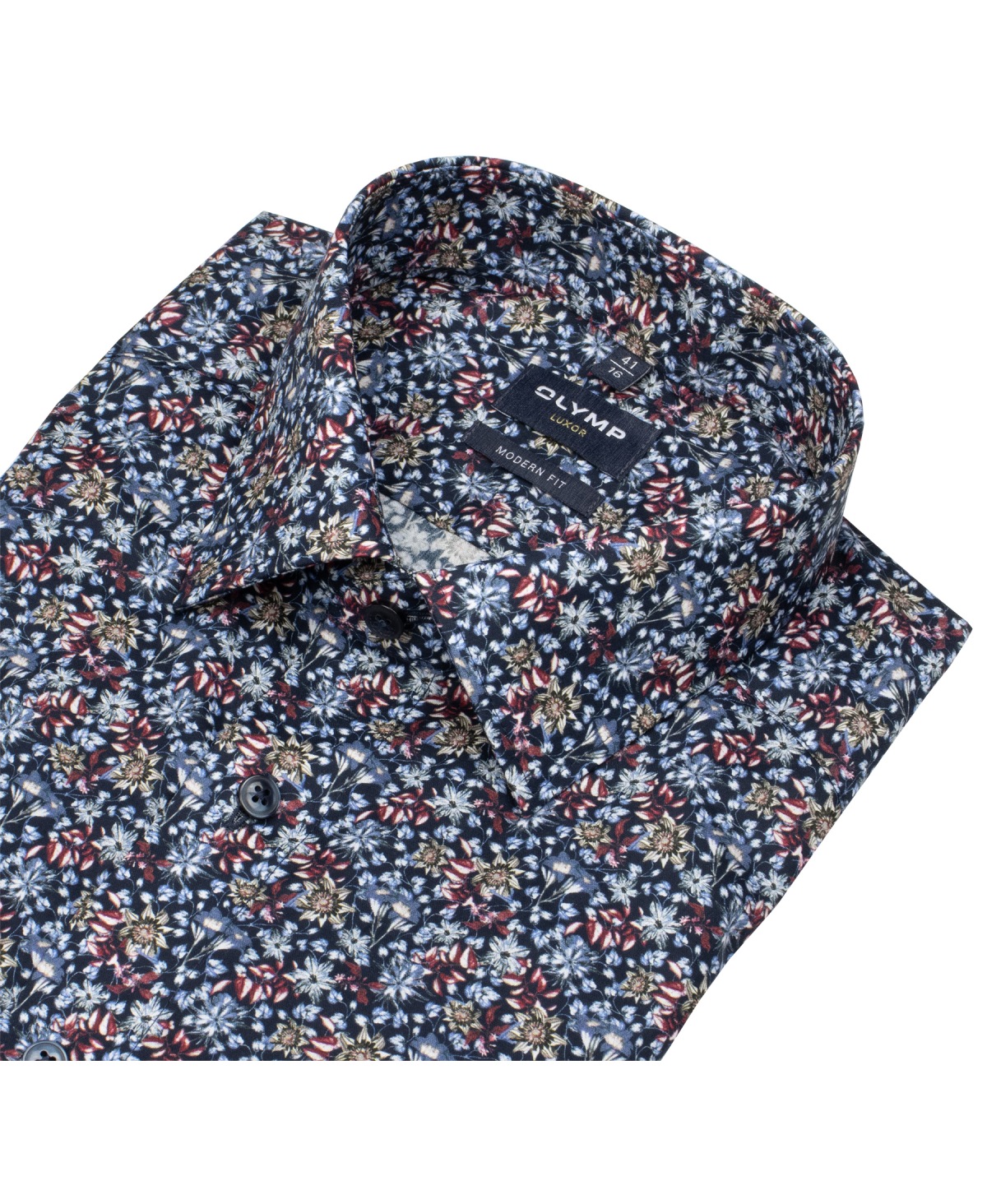 OLYMP Hemd - Modern Fit - New Kent Kragen - floraler Print - mehrfarbig - ohne OVP