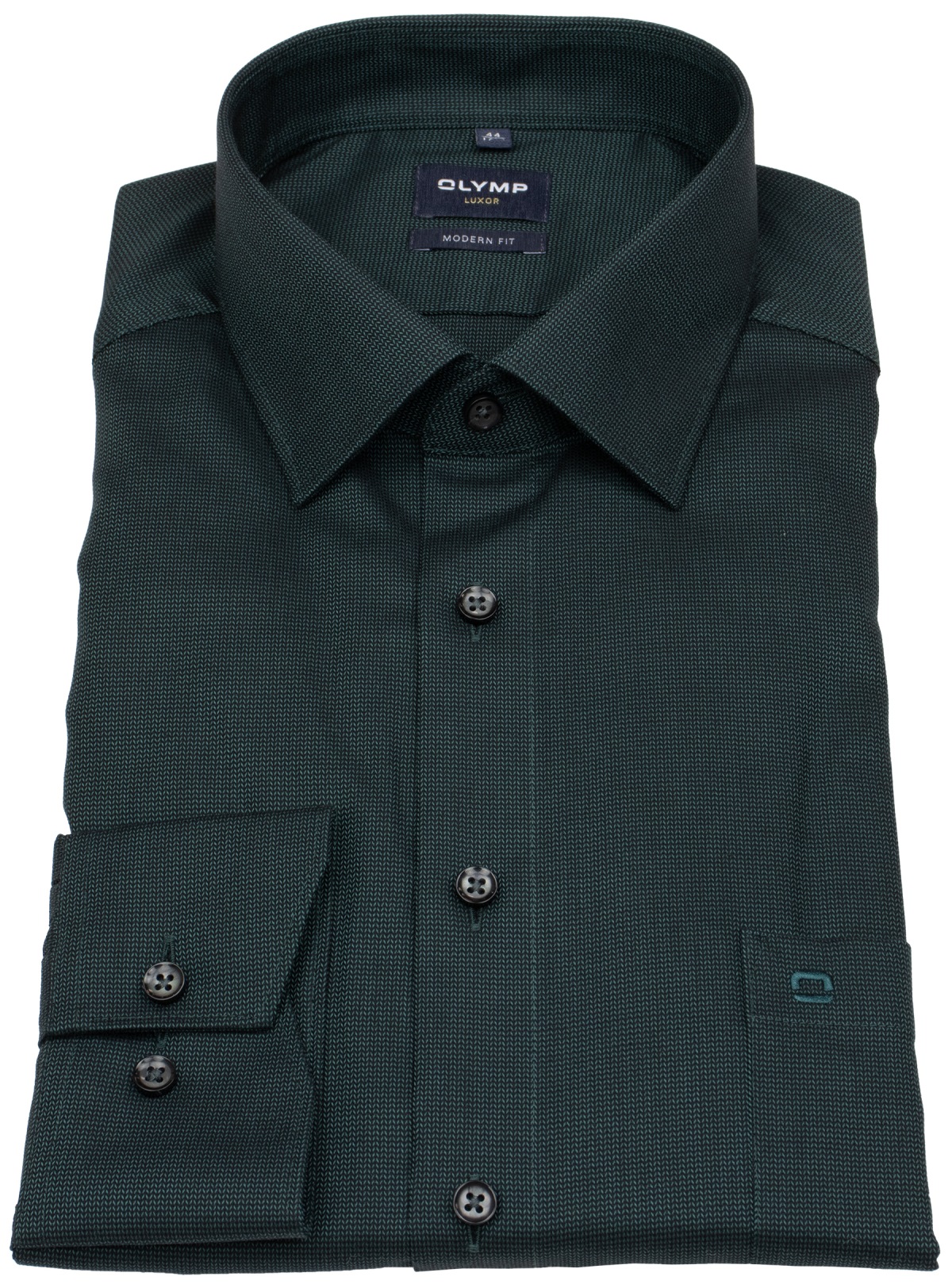 OLYMP Hemd - Modern Fit - Struktur - grün / schwarz - extra langer 69cm Arm - ohne OVP