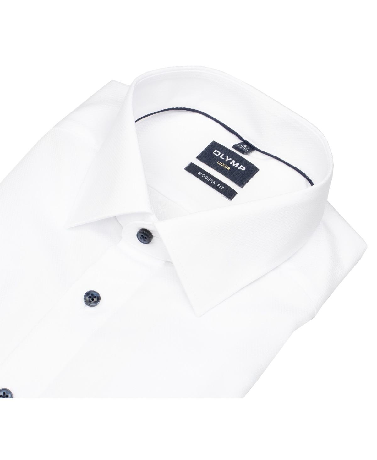 OLYMP Hemd - Modern Fit - Struktur - Kontrastknöpfe - weiß - ohne OVP