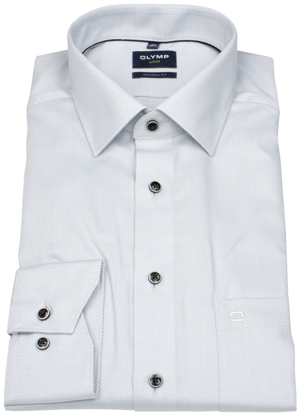 OLYMP Hemd - Modern Fit - Struktur - silbergrau - extra langer 69cm Arm