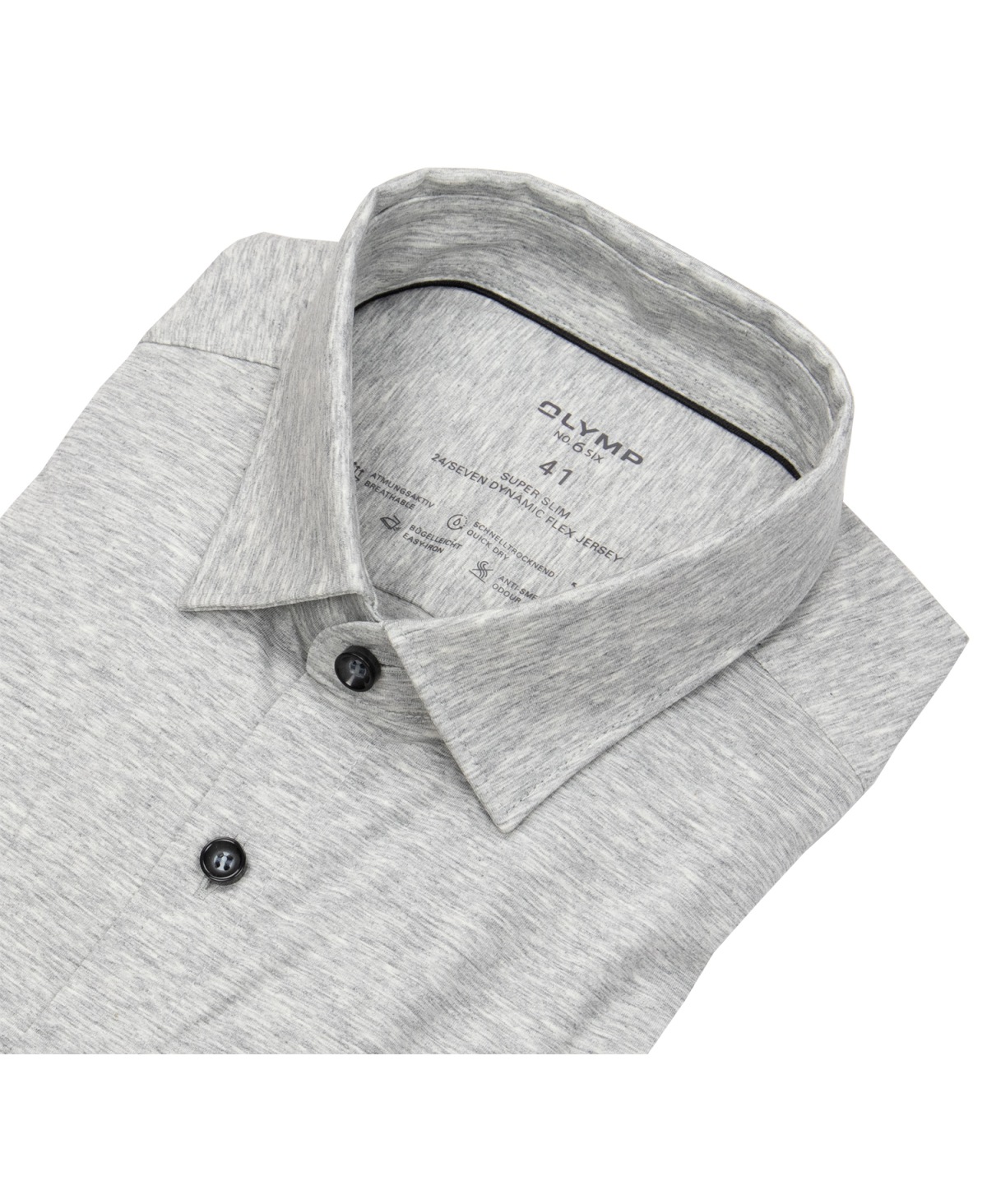 OLYMP Hemd - No. 6 Super Slim - 24/7 Flex Jersey - grau - ohne OVP