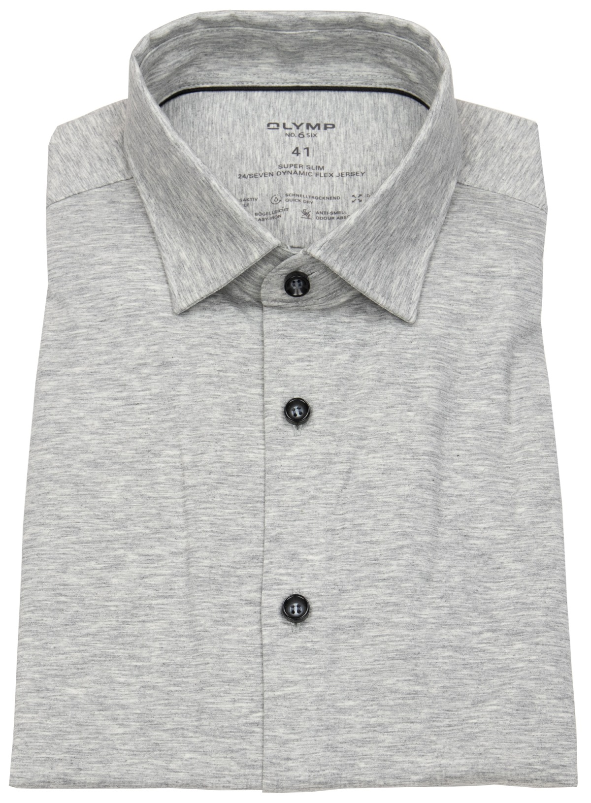 OLYMP Hemd - No. 6 Super Slim - 24/7 Flex Jersey - grau - ohne OVP
