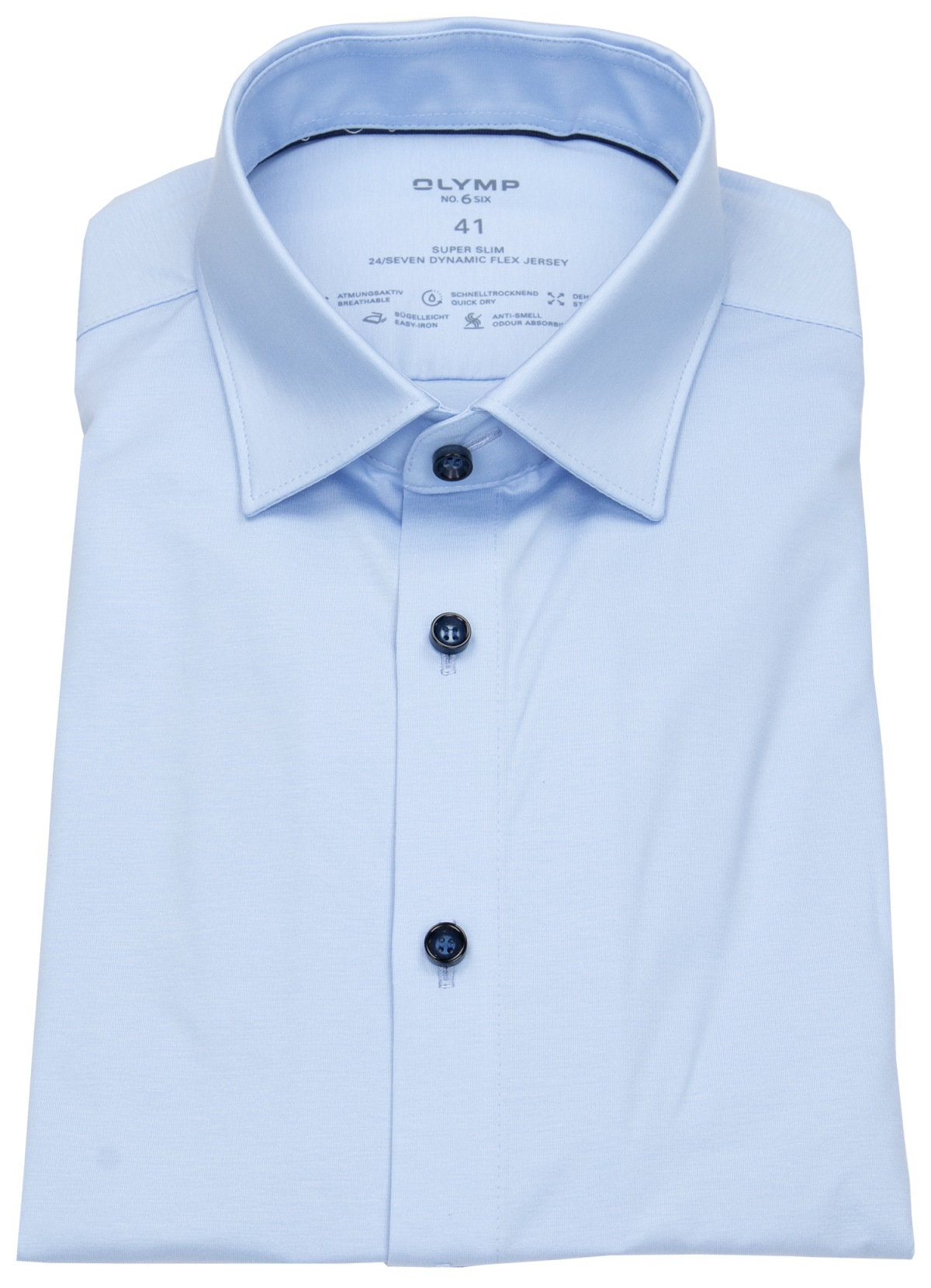OLYMP Hemd - No. 6 Super Slim - 24/7 Flex Jersey - hellblau - ohne OVP
