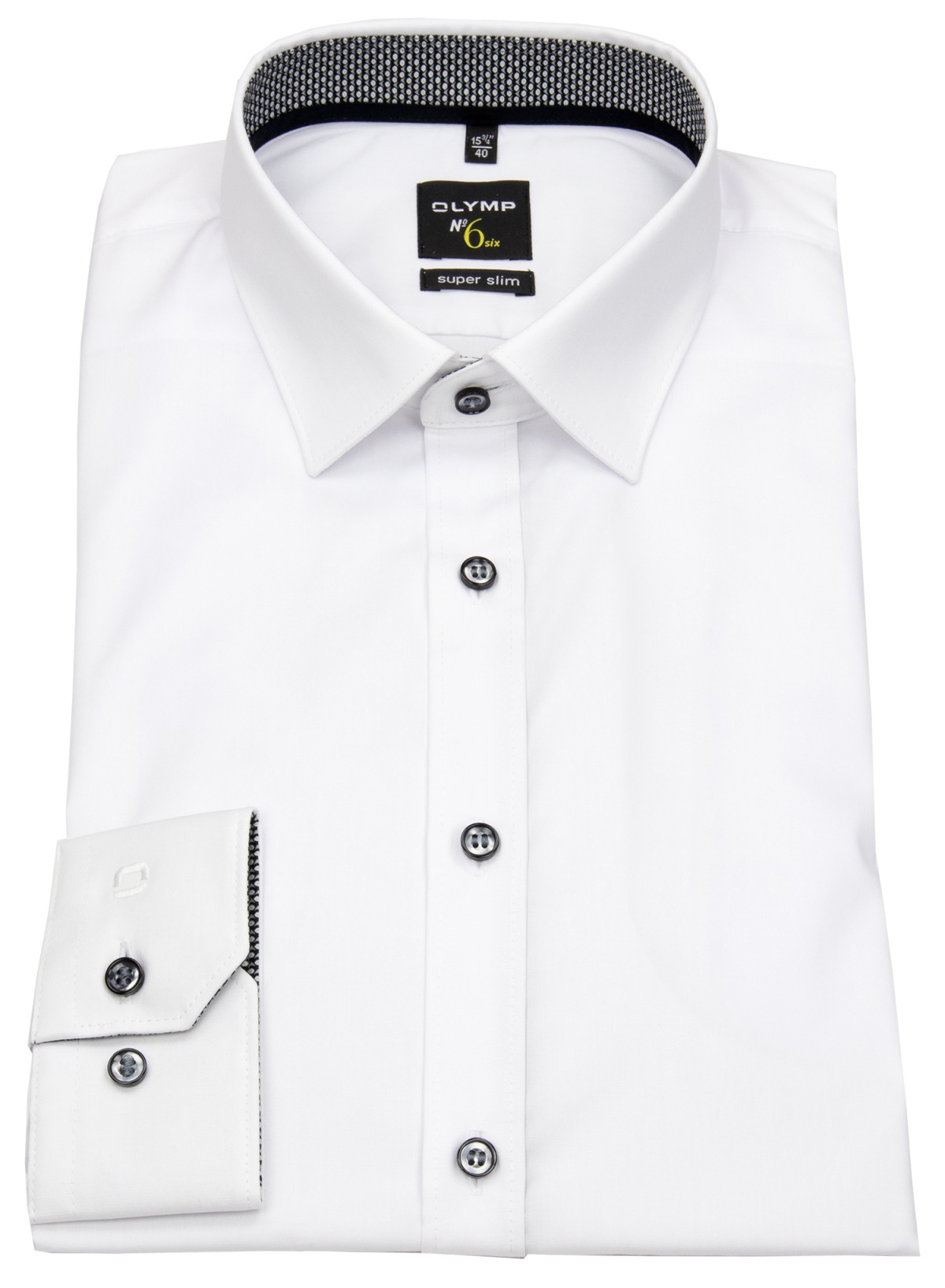 OLYMP Hemd - No. Six Super Slim - Kontrastknöpfe - weiß - extra langer 69cm Arm - ohne OVP