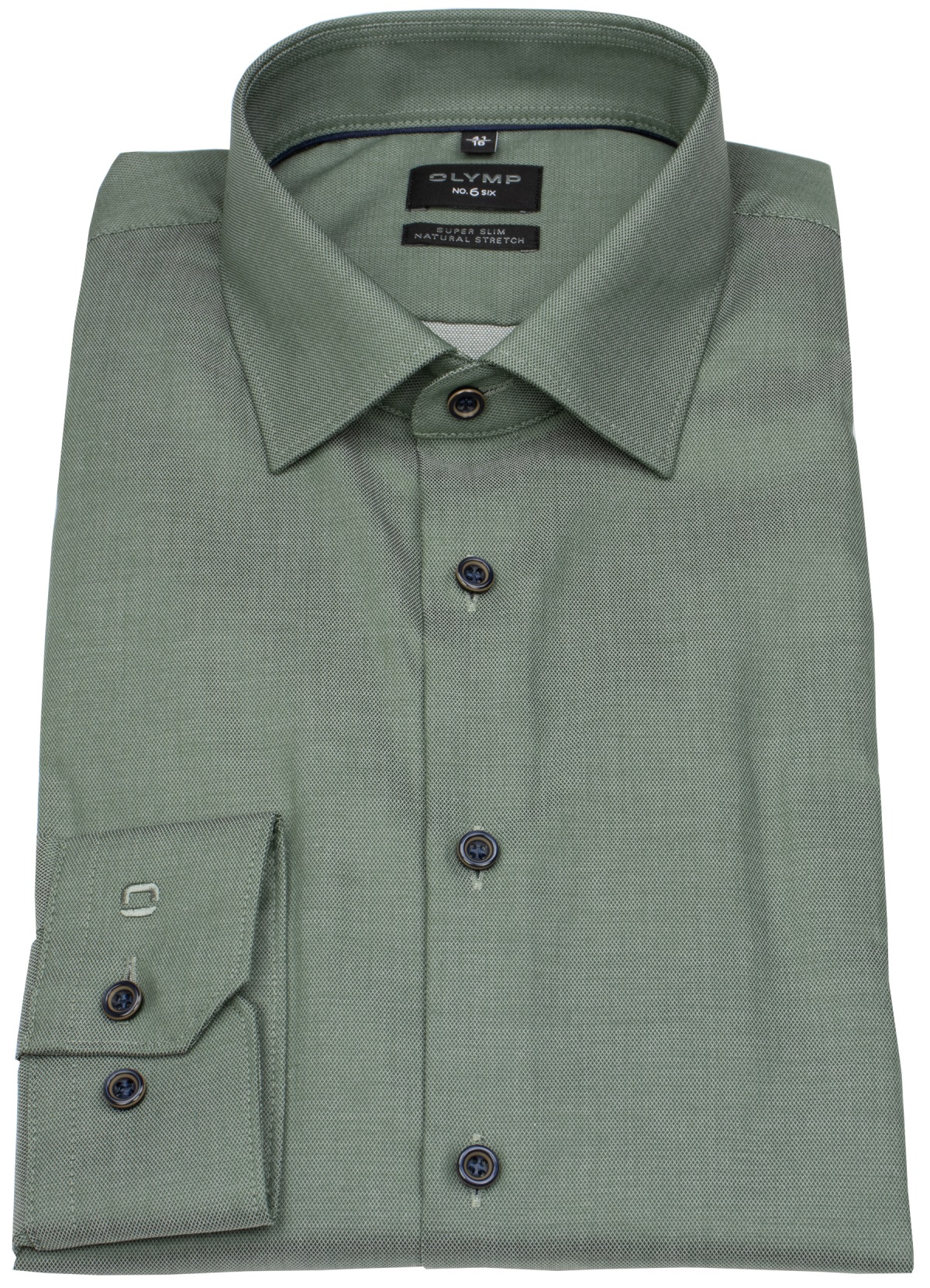 OLYMP Hemd - No. Six Super Slim - Struktur - grün - extra langer 69cm Arm - ohne OVP