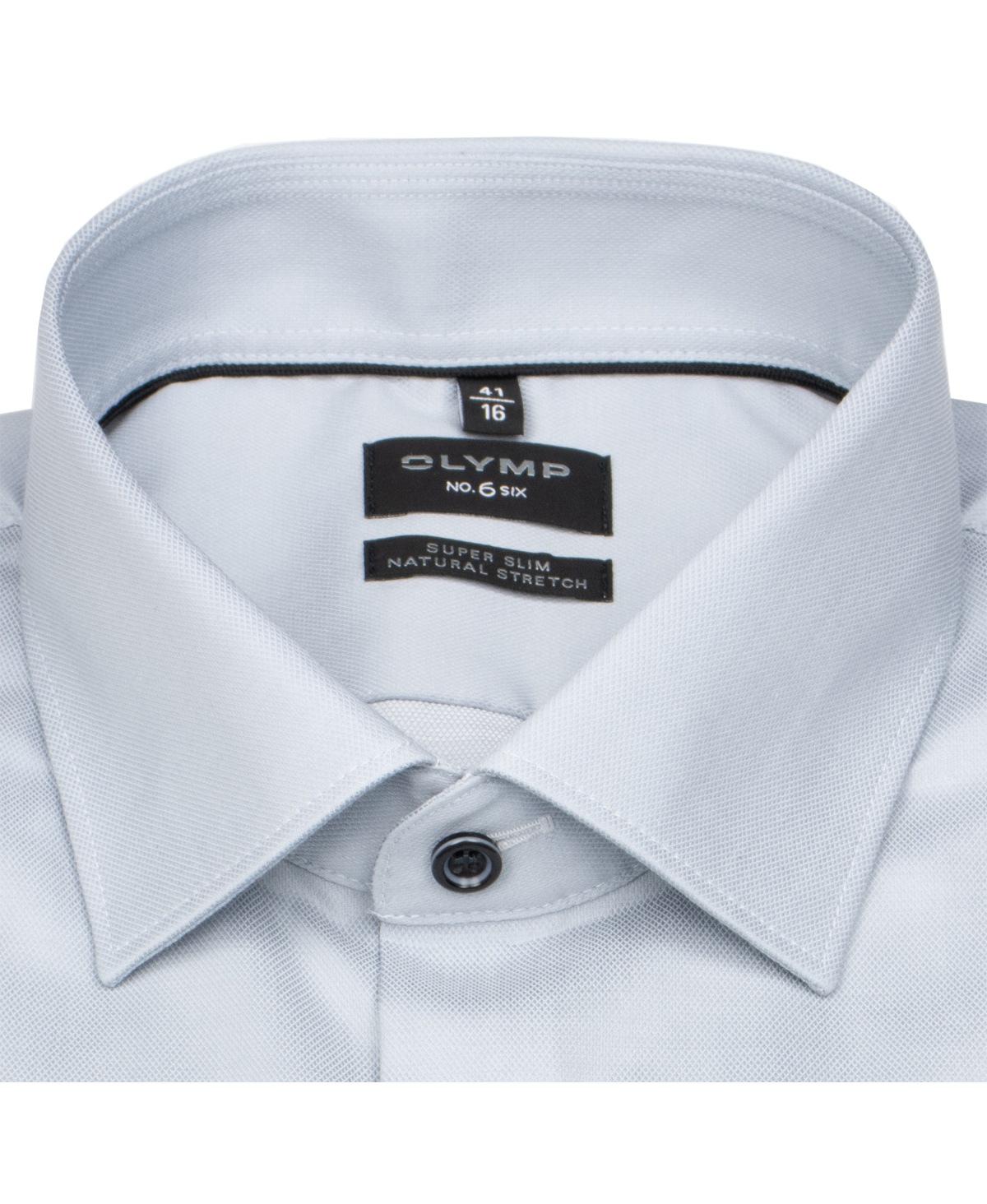 OLYMP Hemd - No. Six Super Slim - Struktur - Kontrastknöpfe - silbergrau