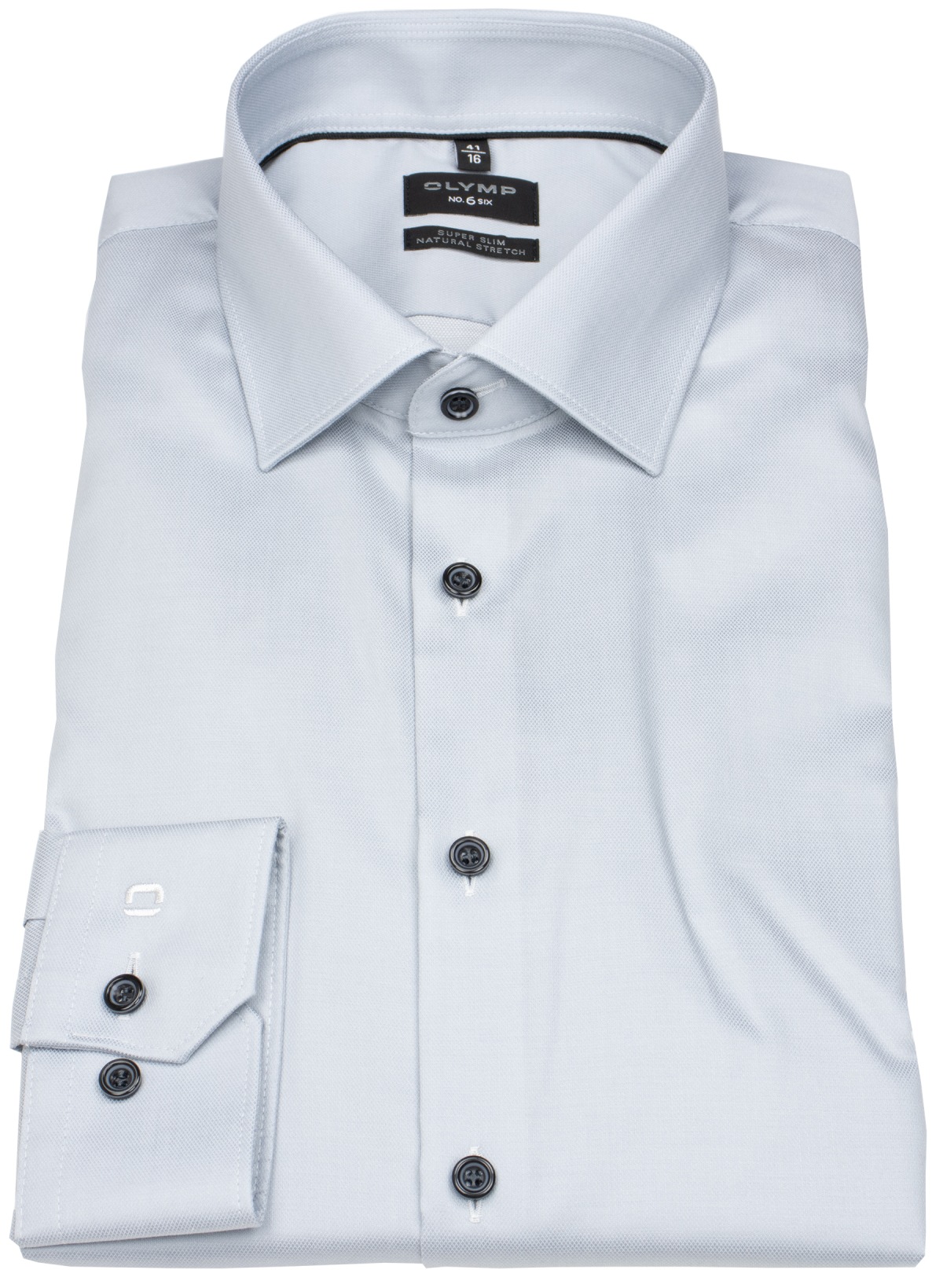 OLYMP Hemd - No. Six Super Slim - Struktur - silbergrau - extra langer 69cm Arm