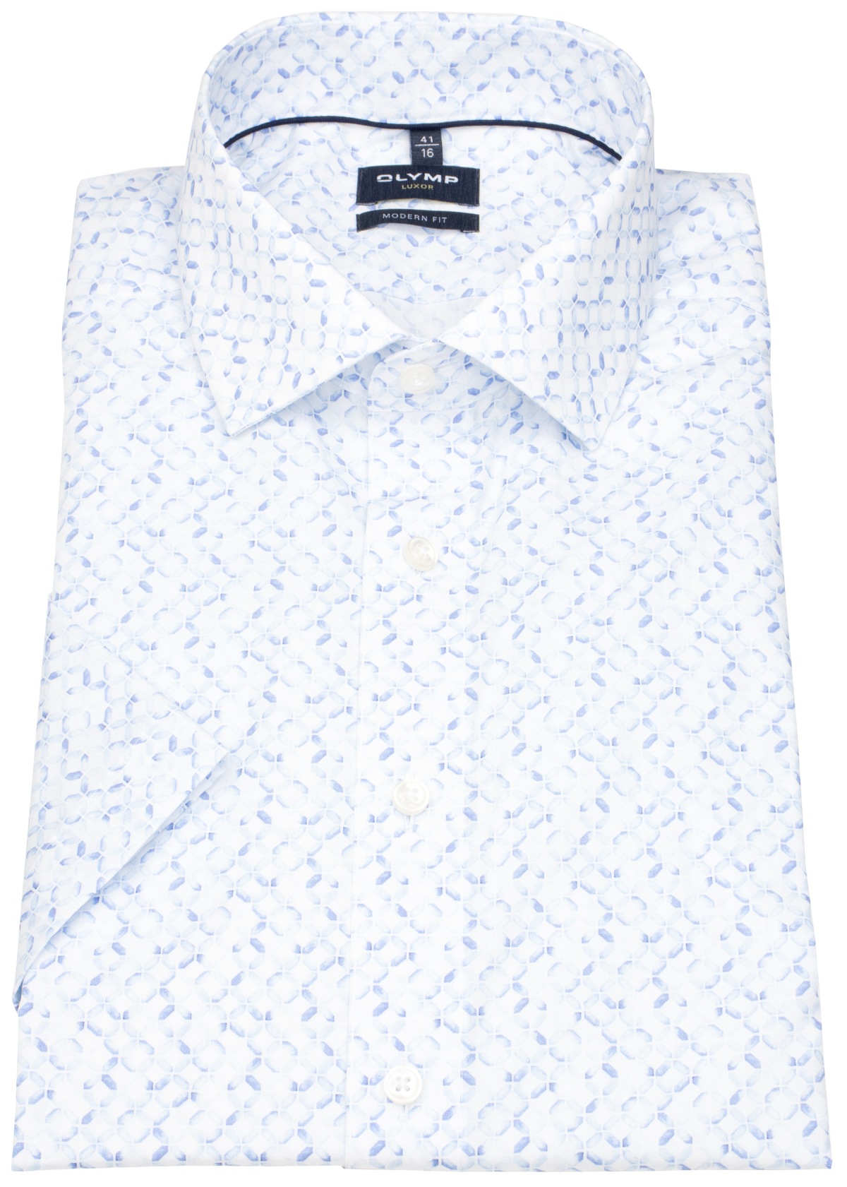 OLYMP Kurzarmhemd - Modern Fit - Rauten - hellblau / weiß - ohne OVP
