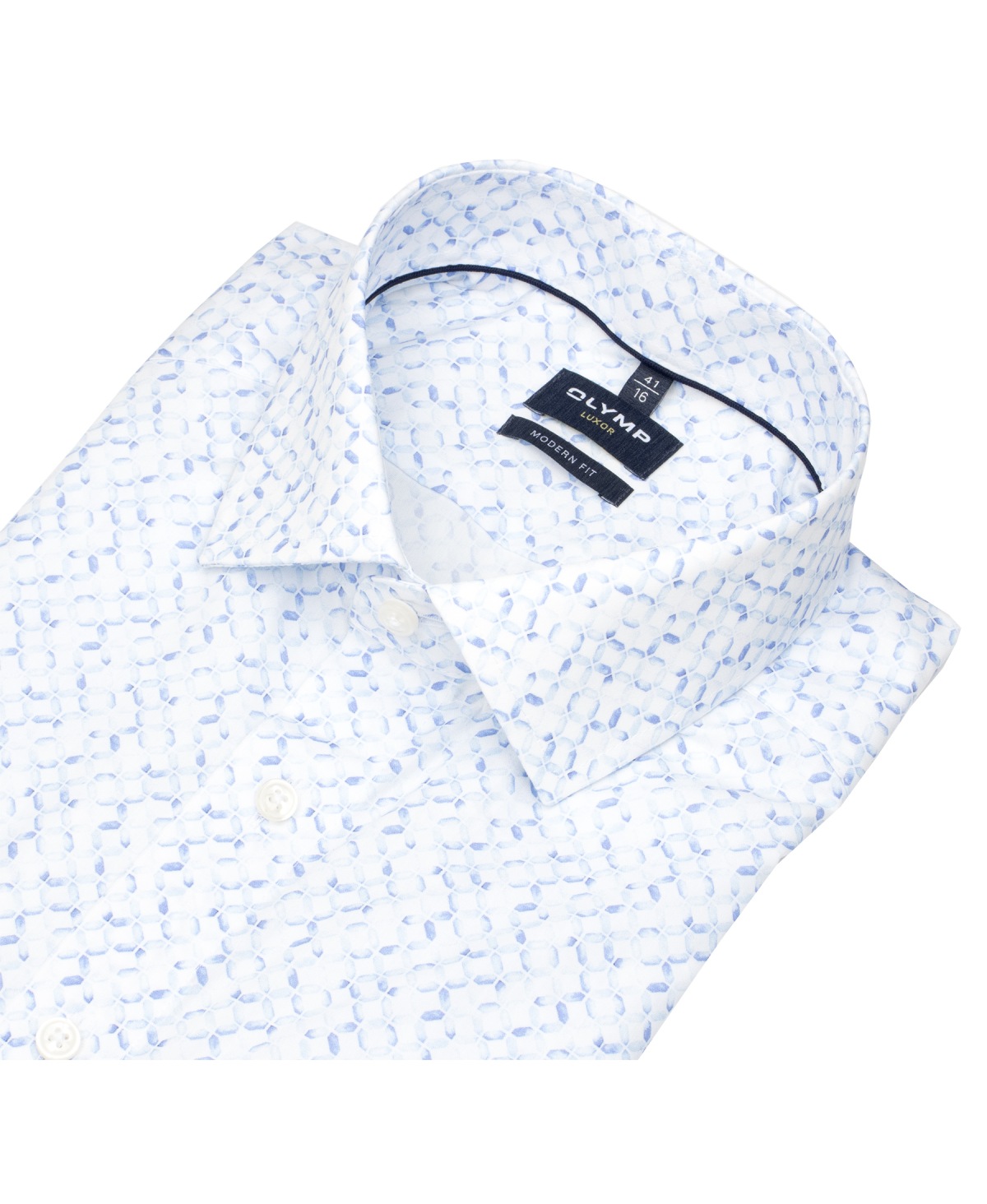 OLYMP Kurzarmhemd - Modern Fit - Rauten - hellblau / weiß - ohne OVP