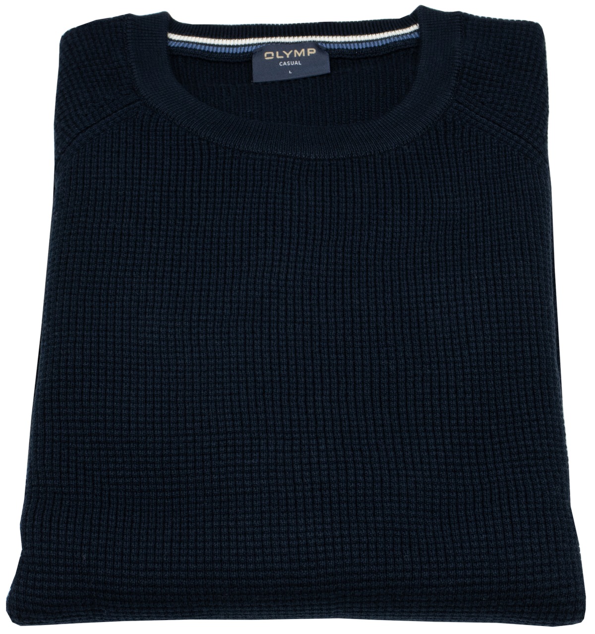 OLYMP Pullover - Rundhals-Ausschnitt - Strick - Struktur - dunkelblau