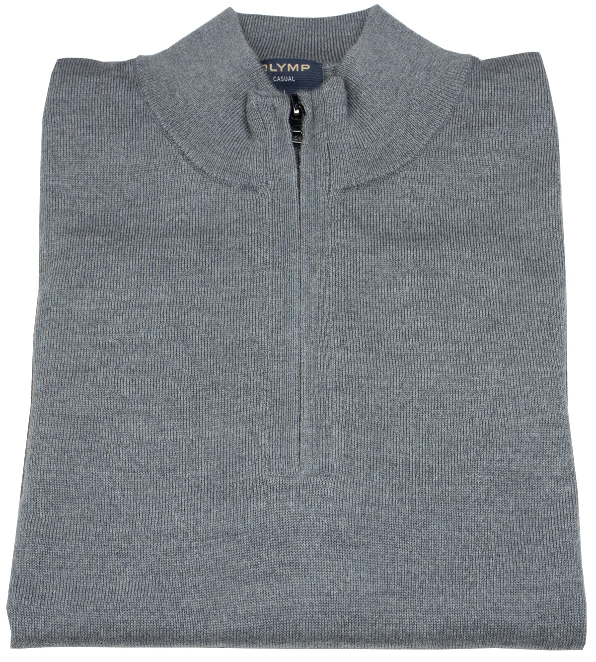 OLYMP Pullover - Troyer mit Reissverschluss - Schurwolle - grau