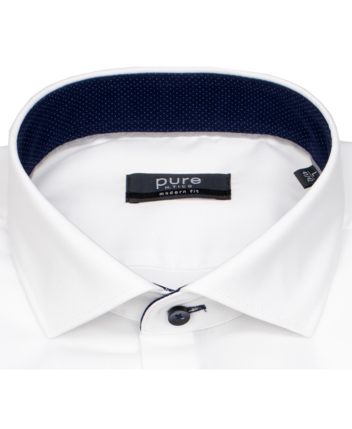 Pure Hemd - Modern Fit - Haikragen - Kontrastknöpfe - weiß - ohne OVP
