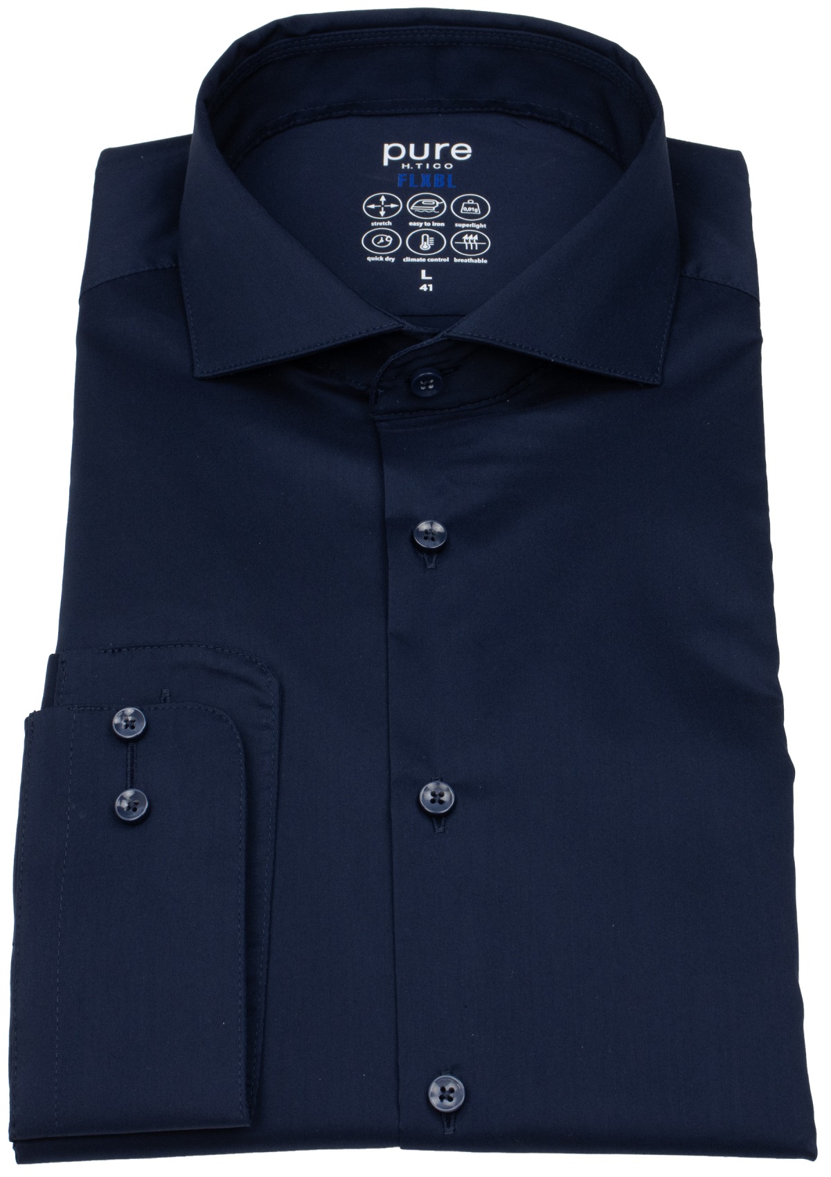 Pure Hemd - Slim Fit - FLXBL Shirt - Haifischkragen - dunkelblau - ohne OVP