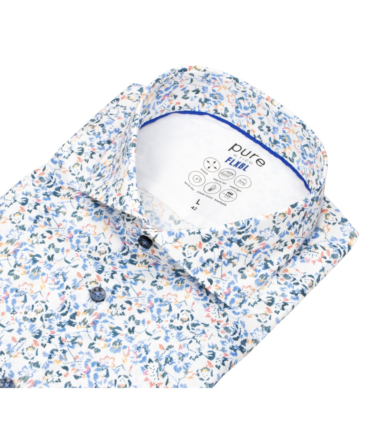 Pure Hemd - Slim Fit - FLXBL Shirt - Haifischkragen - Print - mehrfarbig - ohne OVP