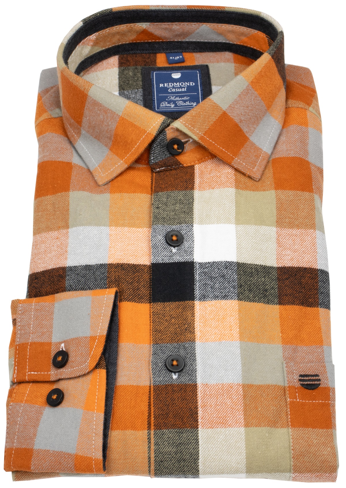 Redmond Flanellhemd - Comfort Fit - kariert - orange - ohne OVP