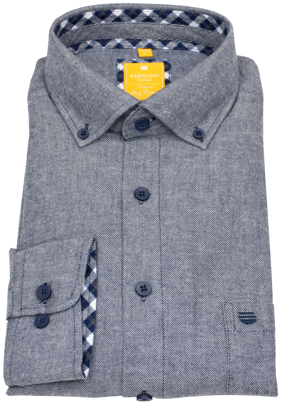 Redmond Flanellhemd - Modern Fit - Button Down Kragen - blau - ohne OVP
