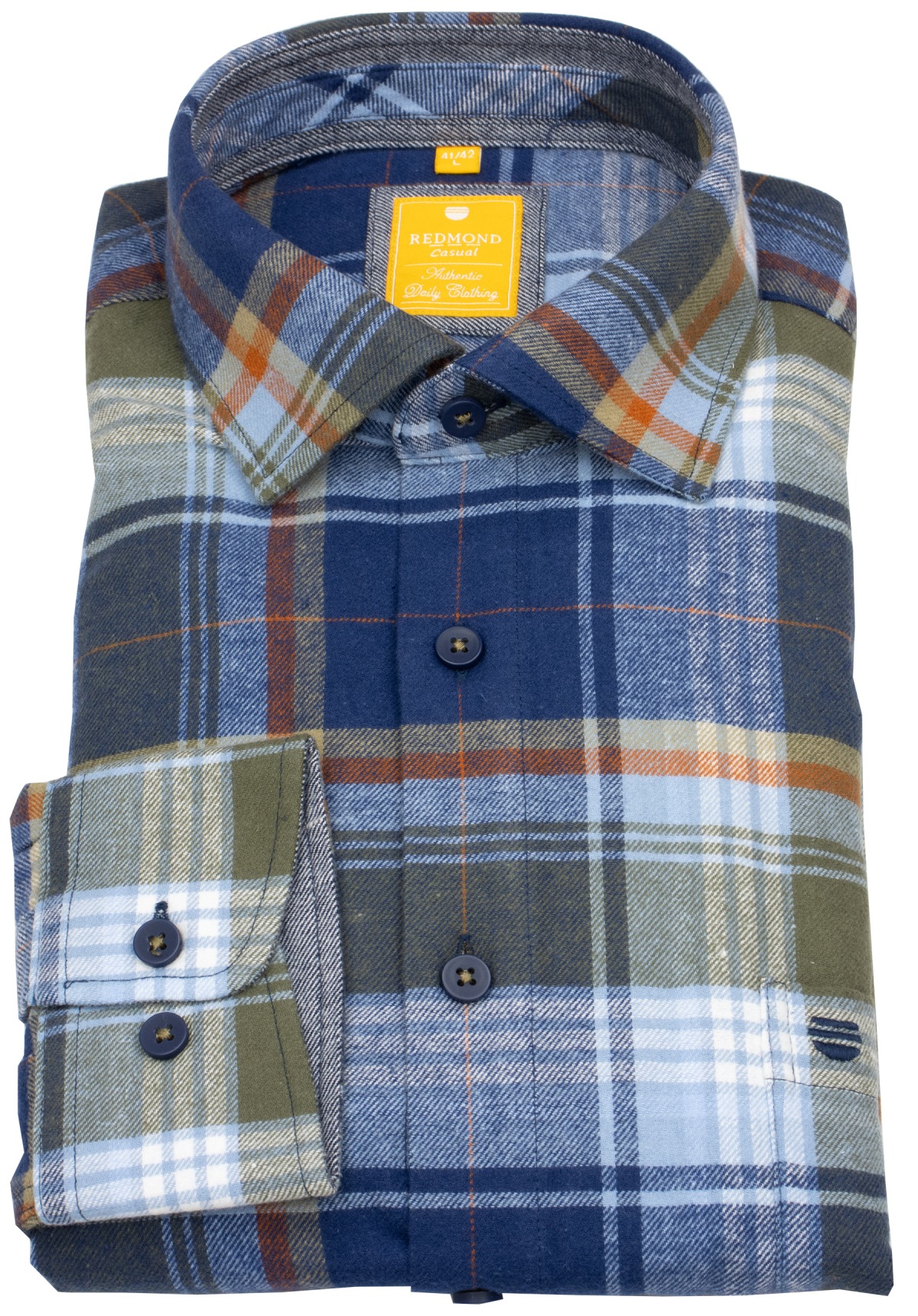 Redmond Flanellhemd - Modern Fit - kariert - blau - ohne OVP