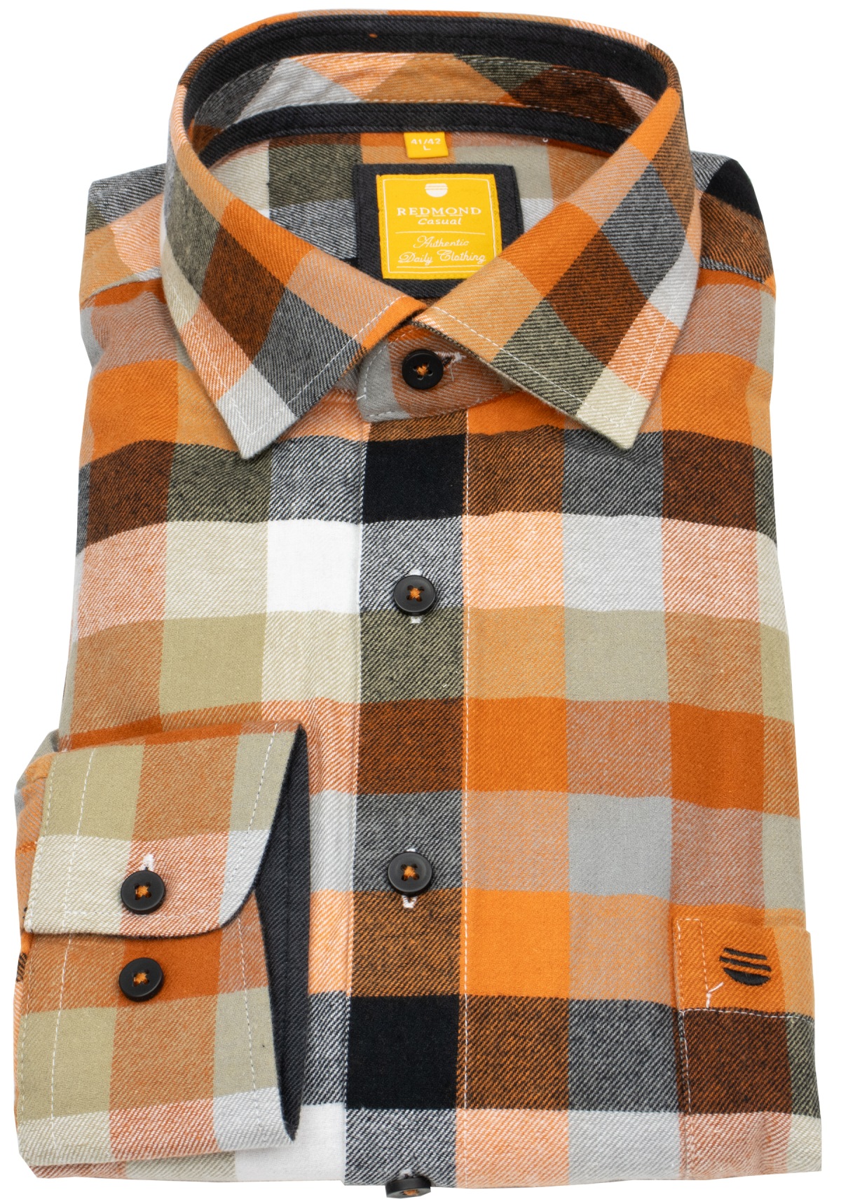 Redmond Flanellhemd - Modern Fit - kariert - orange - ohne OVP