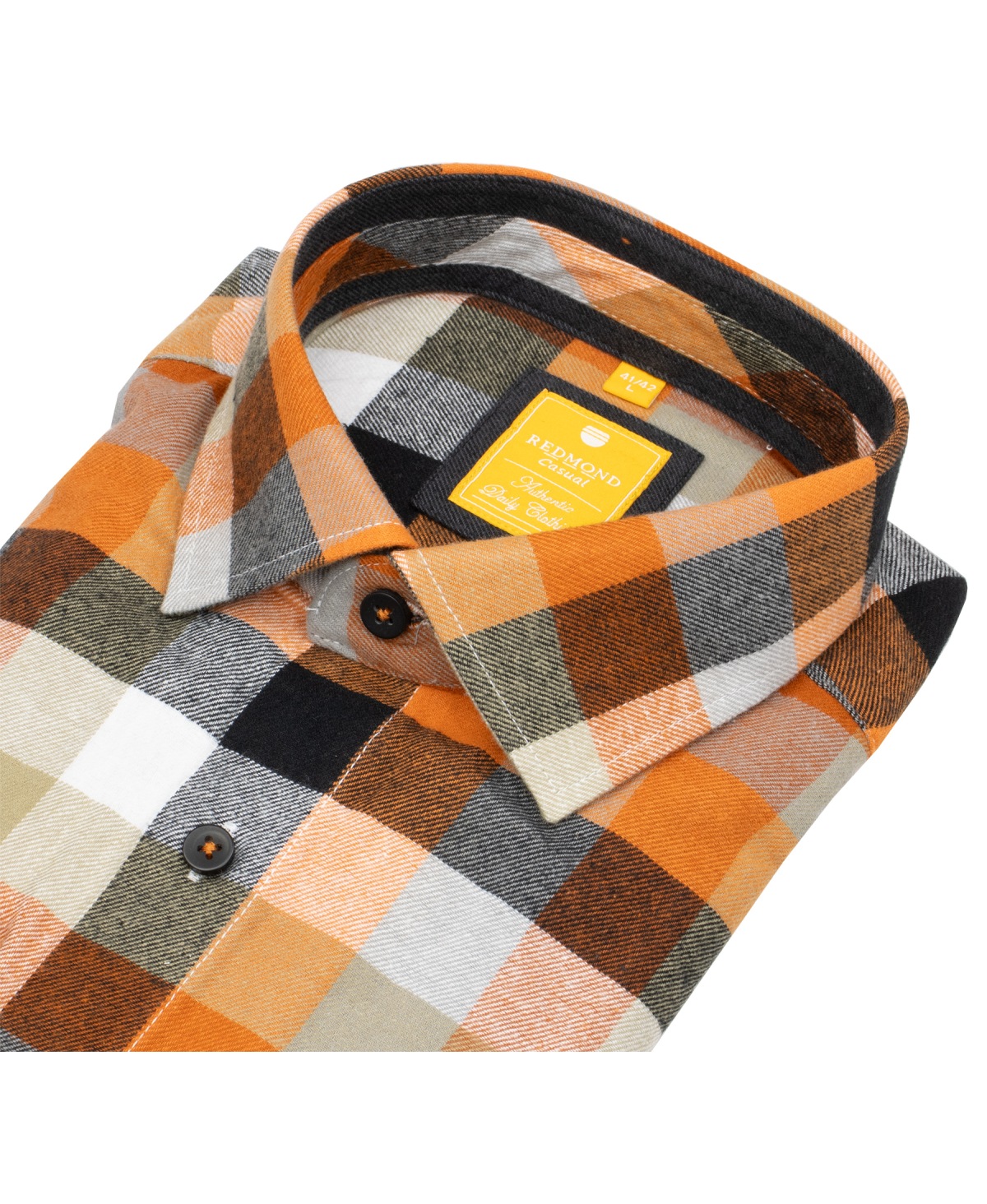 Redmond Flanellhemd - Modern Fit - kariert - orange - ohne OVP
