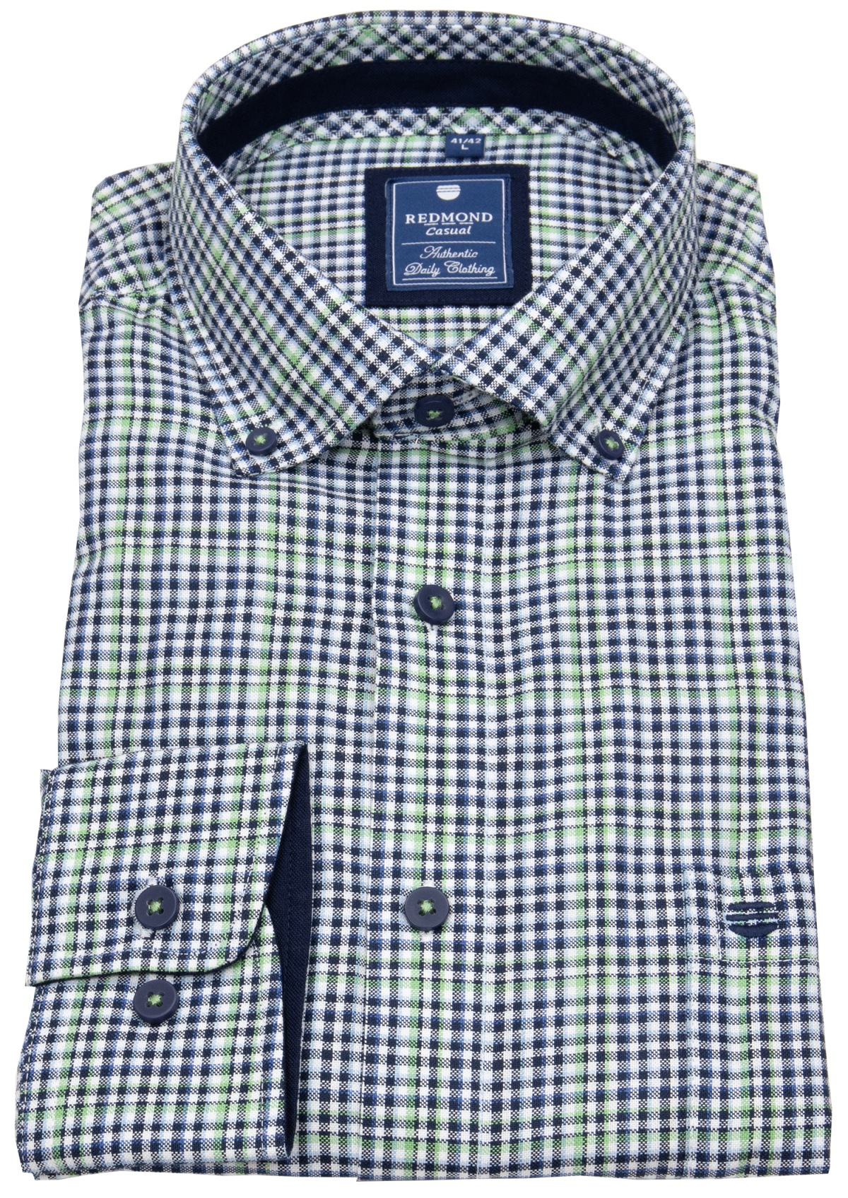 Redmond Hemd - Comfort Fit - Button Down Kragen - kariert - grün / blau - ohne OVP