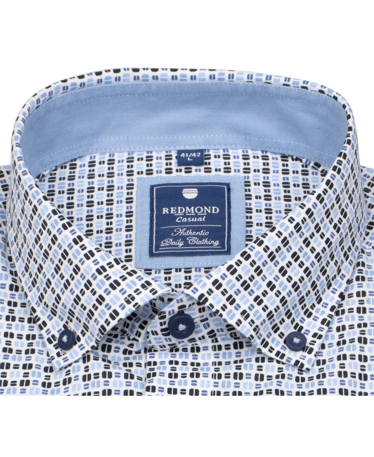 Redmond Hemd - Comfort Fit - Button Down Kragen - Print - blau - ohne OVP